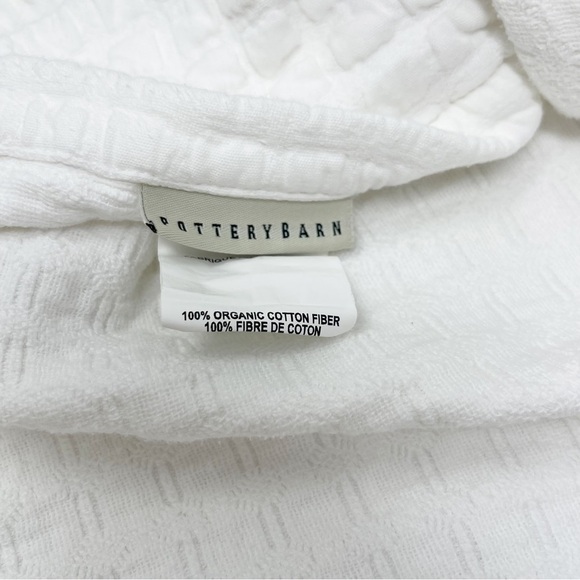 POTTERY BARN White Organic Cotton Textured Heavy Windowpane Textured Euro Sham - Picture 5 of 5